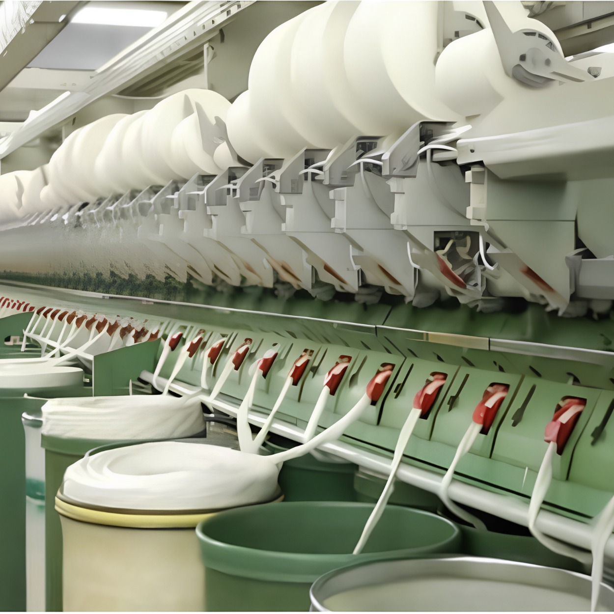 Industrial spinning machines producing premium yarn